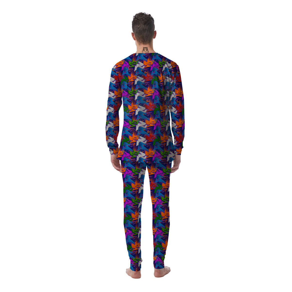 Funky Abstract Print Pattern Men's Pajamas-grizzshop