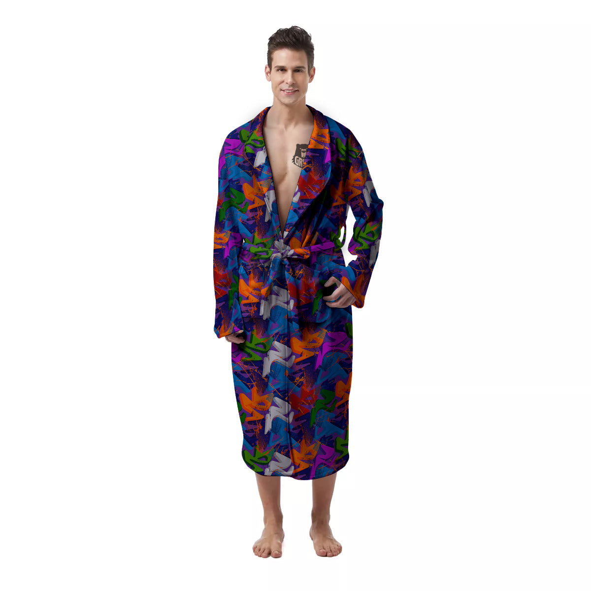 Funky Abstract Print Pattern Men's Robe-grizzshop