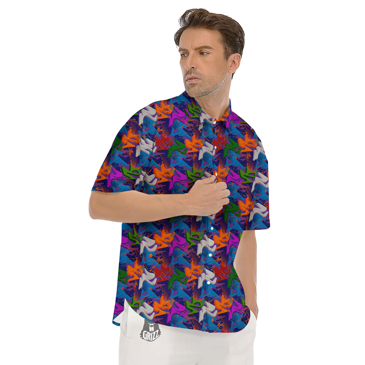 Funky Abstract Print Pattern Men's Short Sleeve Shirts-grizzshop
