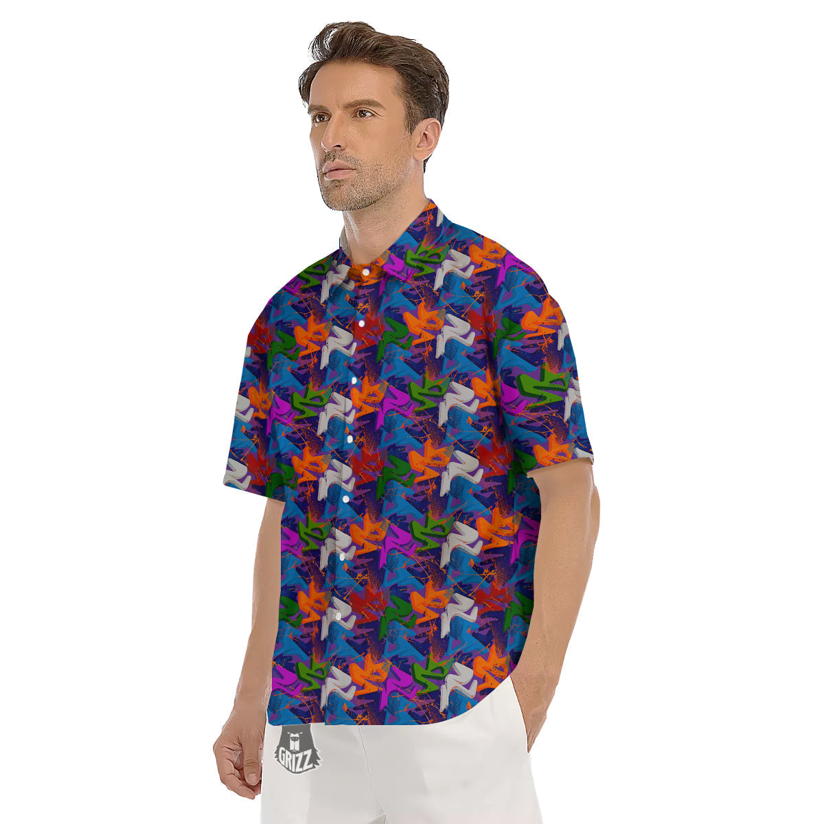 Funky Abstract Print Pattern Men's Short Sleeve Shirts-grizzshop