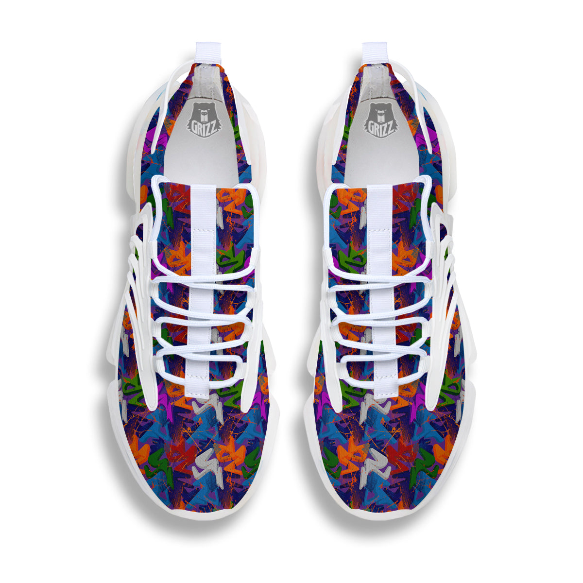 Funky Abstract Print Pattern White Gym Shoes-grizzshop