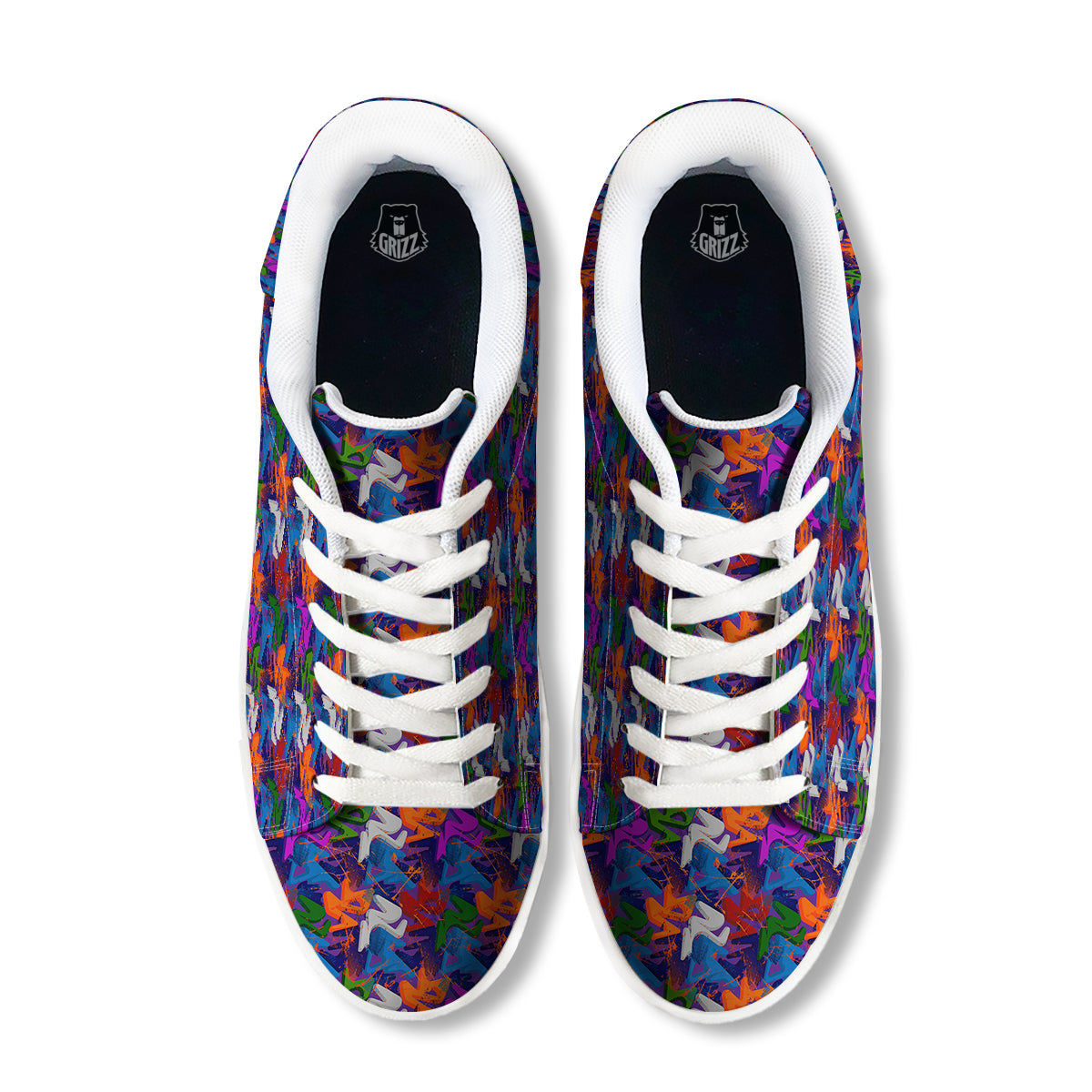 Funky Abstract Print Pattern White Low Top Sneakers-grizzshop
