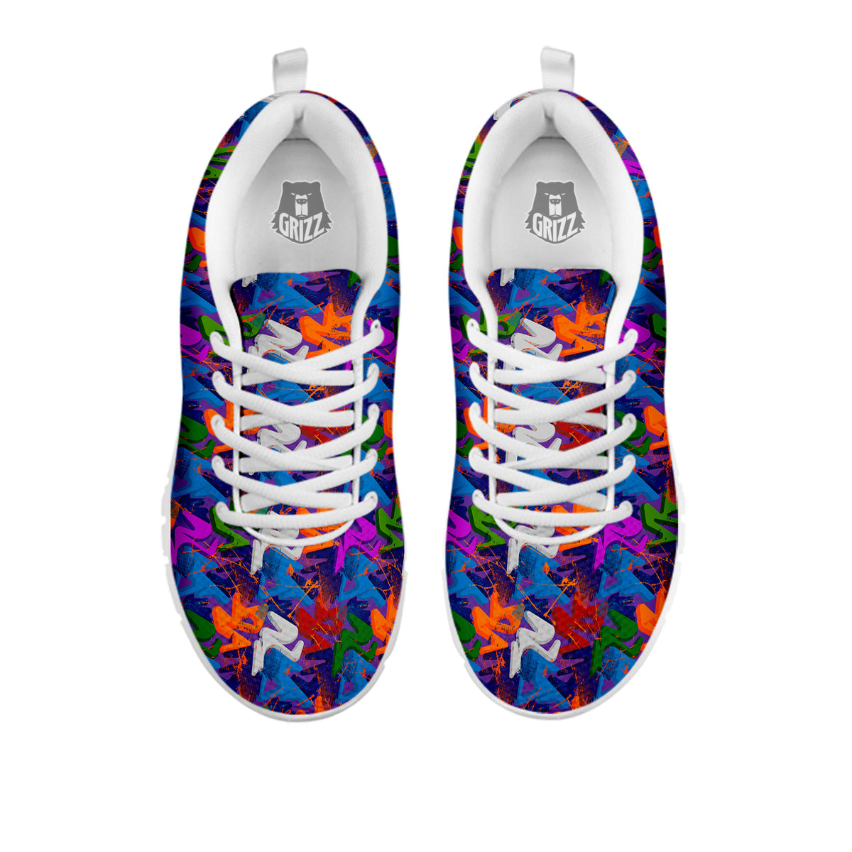 Funky Abstract Print Pattern White Sneaker-grizzshop