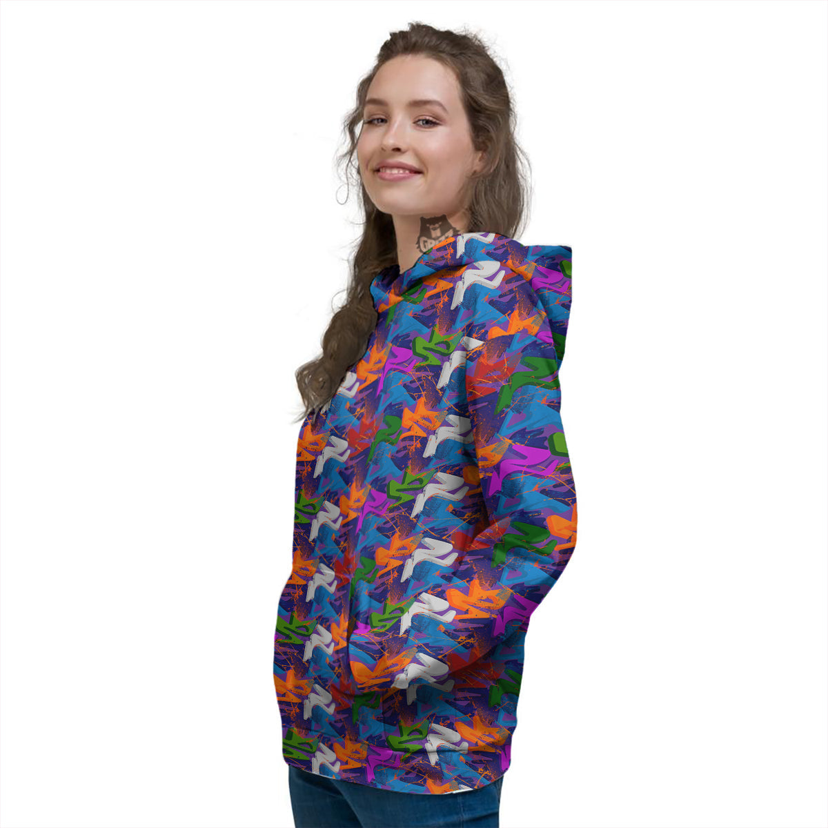 Funky Abstract Print Pattern Women's Hoodie-grizzshop