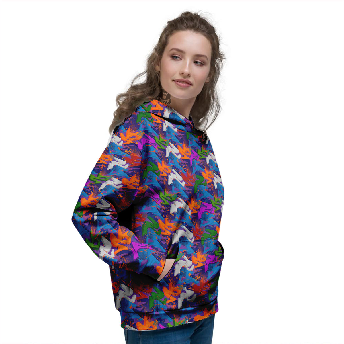 Funky Abstract Print Pattern Women's Hoodie-grizzshop