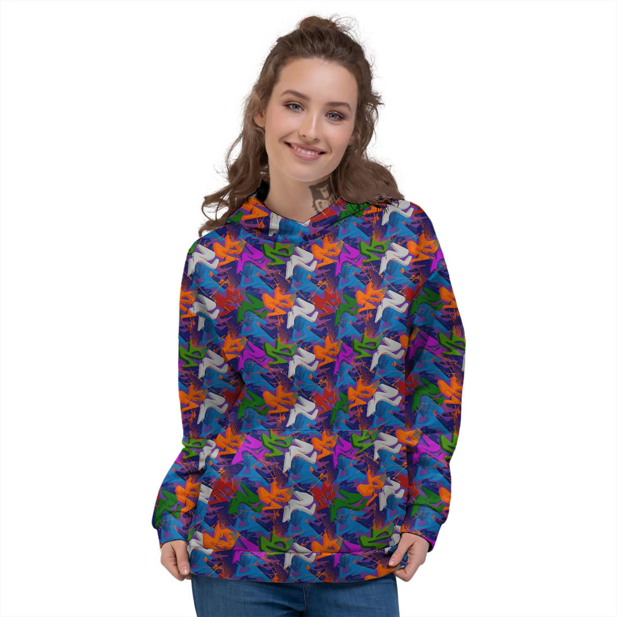 Funky Abstract Print Pattern Women's Hoodie-grizzshop
