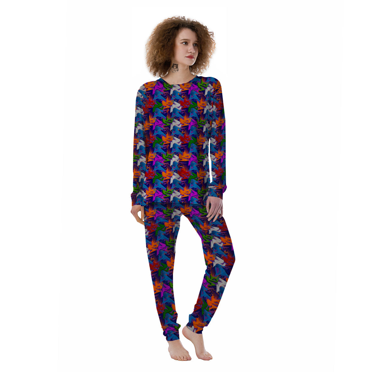 Funky Abstract Print Pattern Women's Pajamas-grizzshop