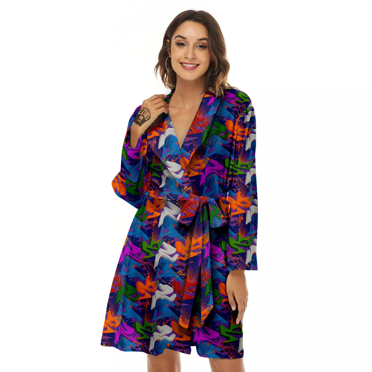 Funky Abstract Print Pattern Women's Robe-grizzshop
