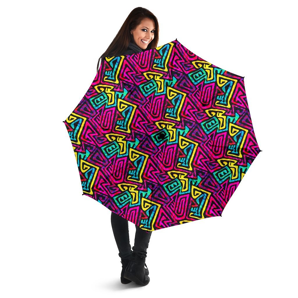 Funky Pattern Print Automatic Foldable Umbrella-grizzshop