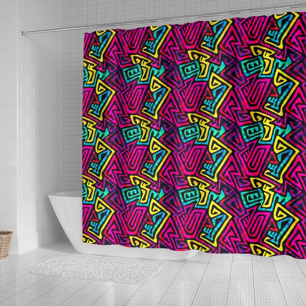 Funky Pattern Print Bathroom Shower Curtain-grizzshop