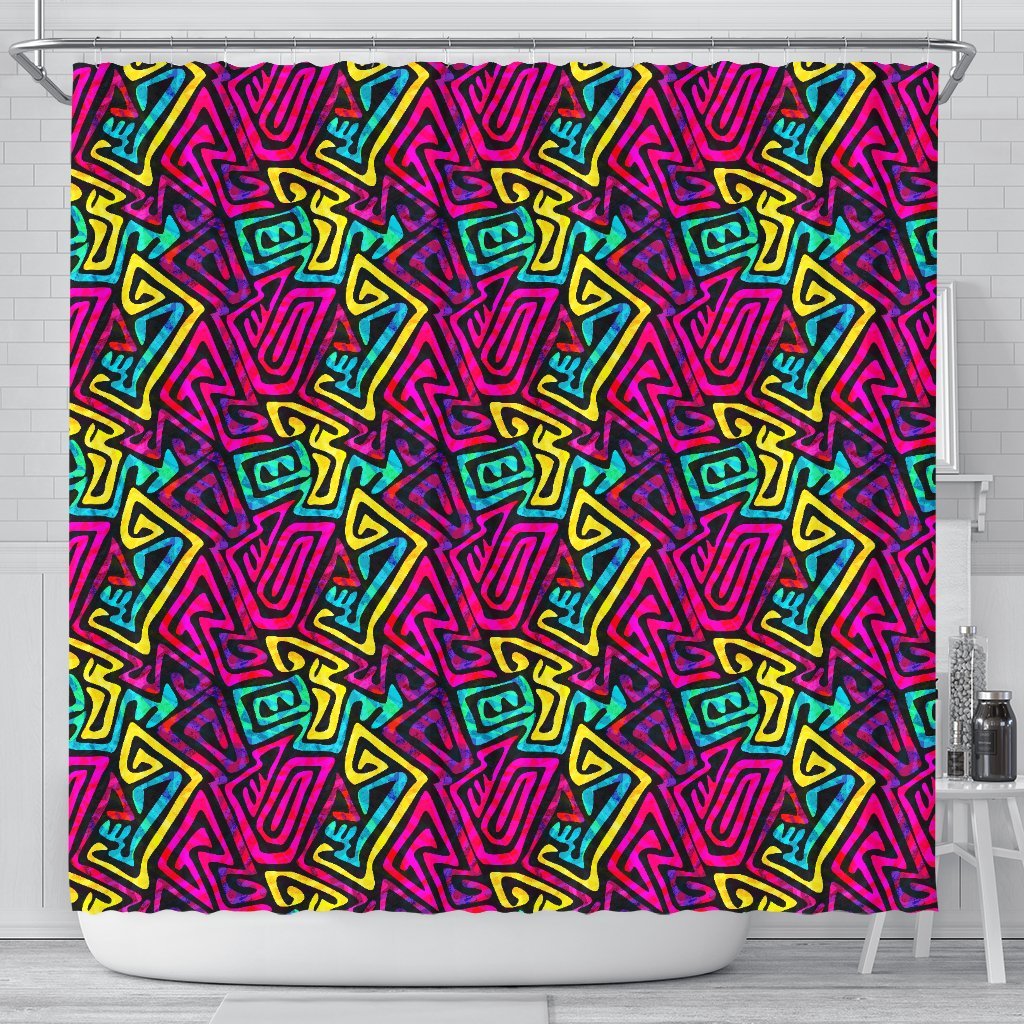 Funky Pattern Print Bathroom Shower Curtain-grizzshop