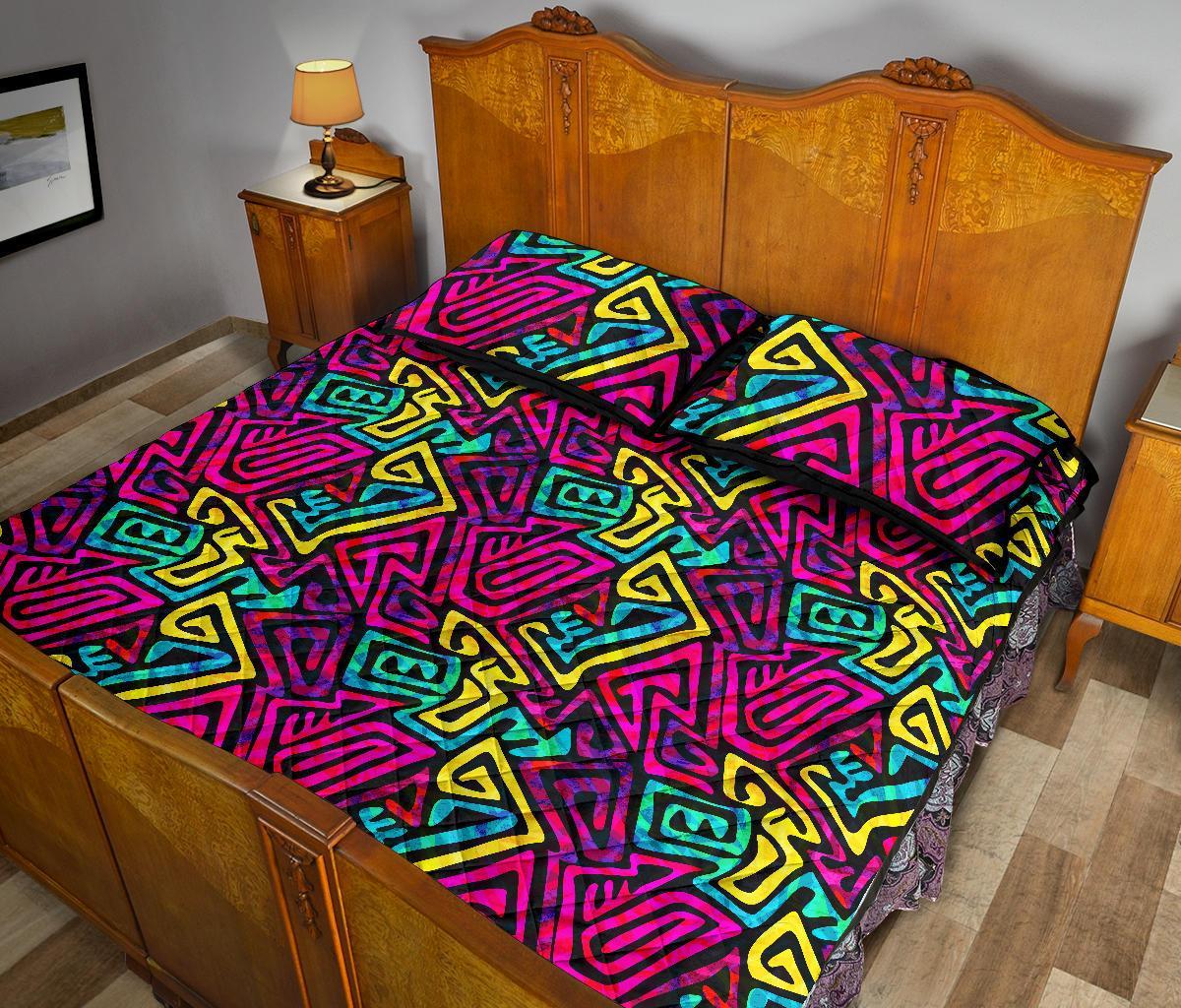 Funky Pattern Print Bed Set Quilt-grizzshop