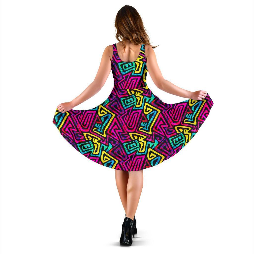 Funky Pattern Print Dress-grizzshop