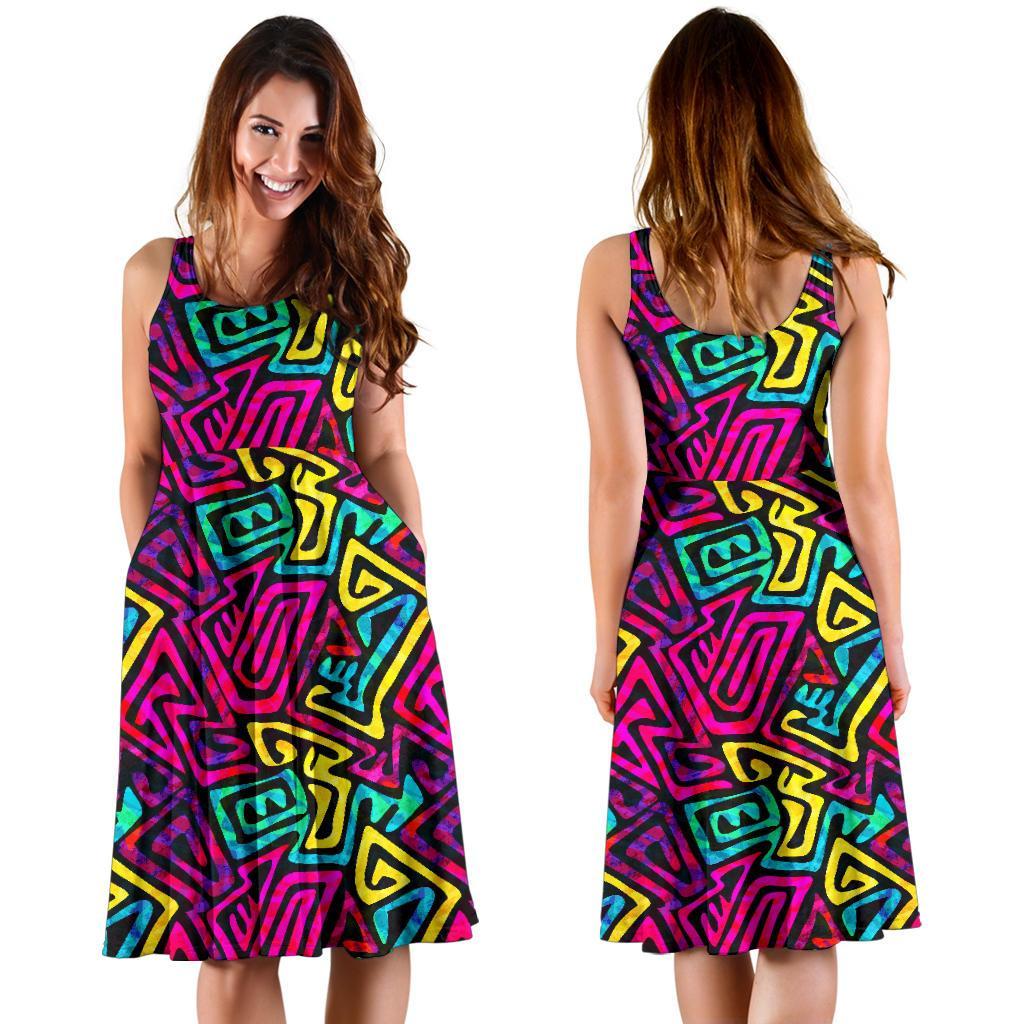 Funky Pattern Print Dress-grizzshop
