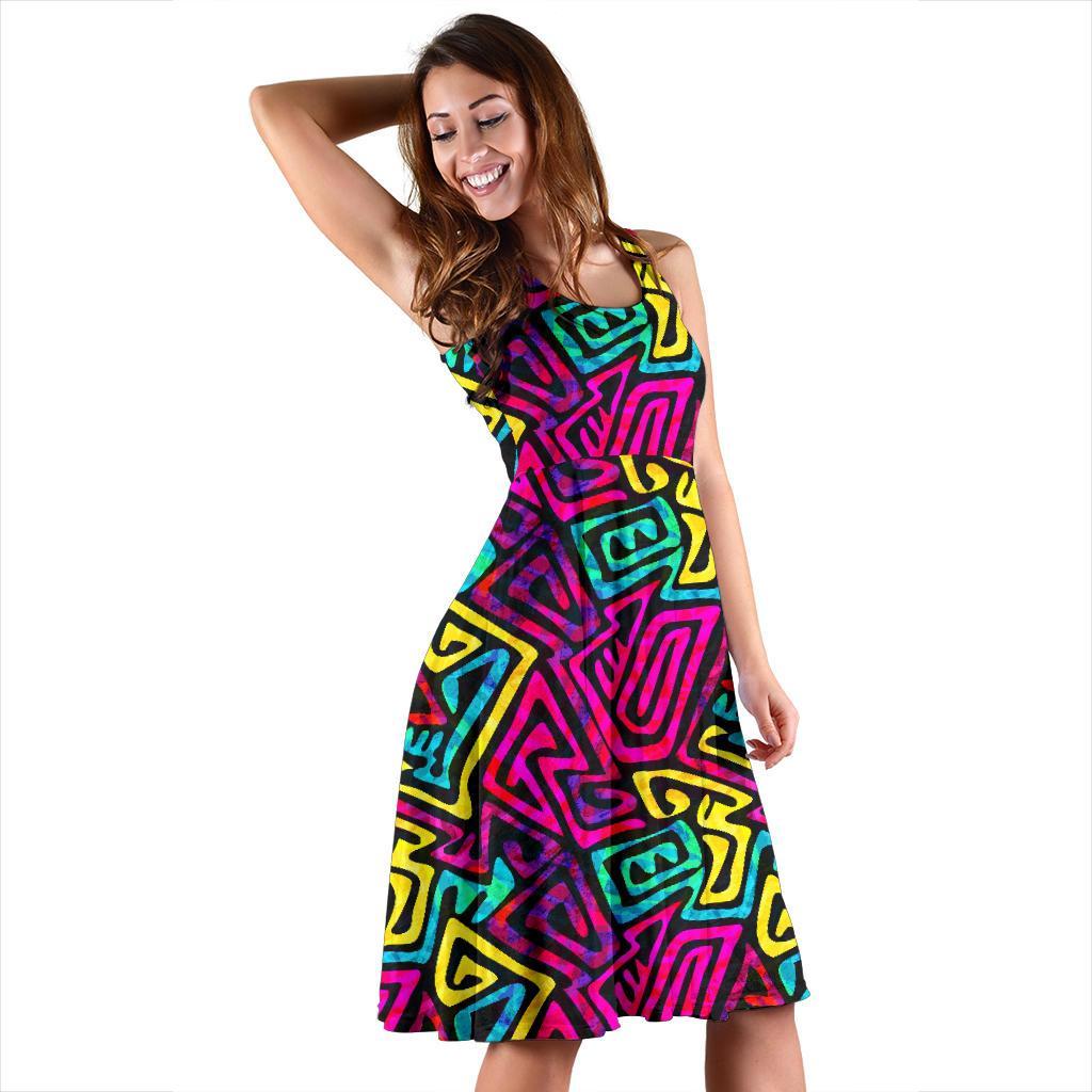 Funky Pattern Print Dress-grizzshop