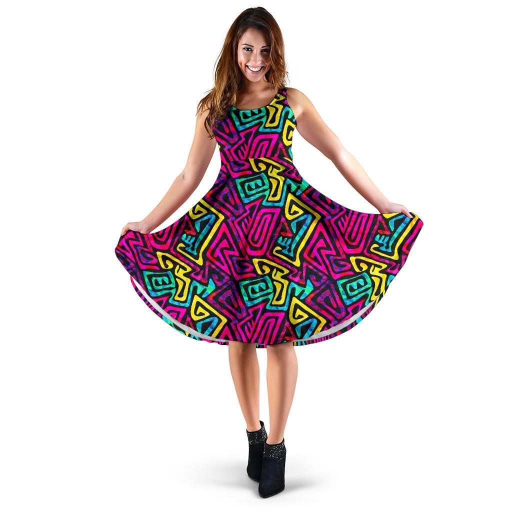 Funky Pattern Print Dress-grizzshop
