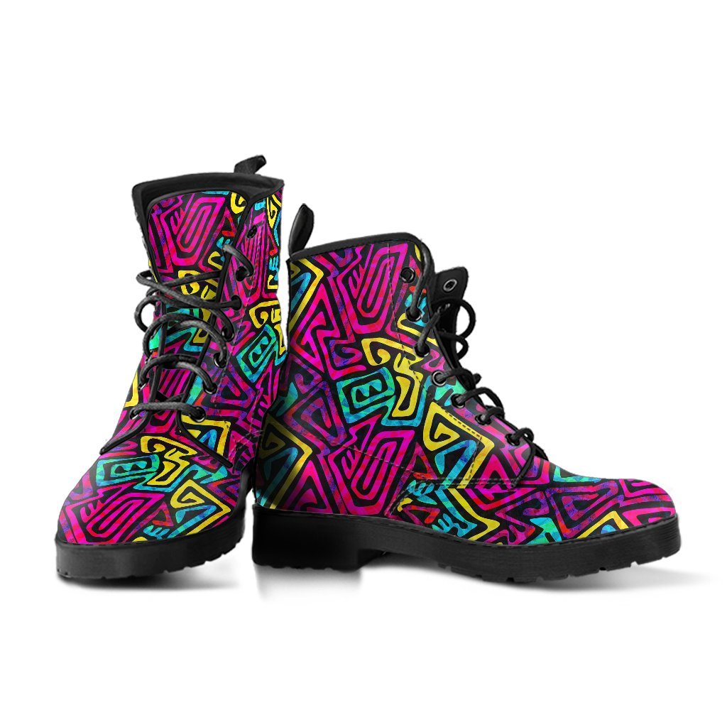 Funky Pattern Print Men Women Leather Boots-grizzshop