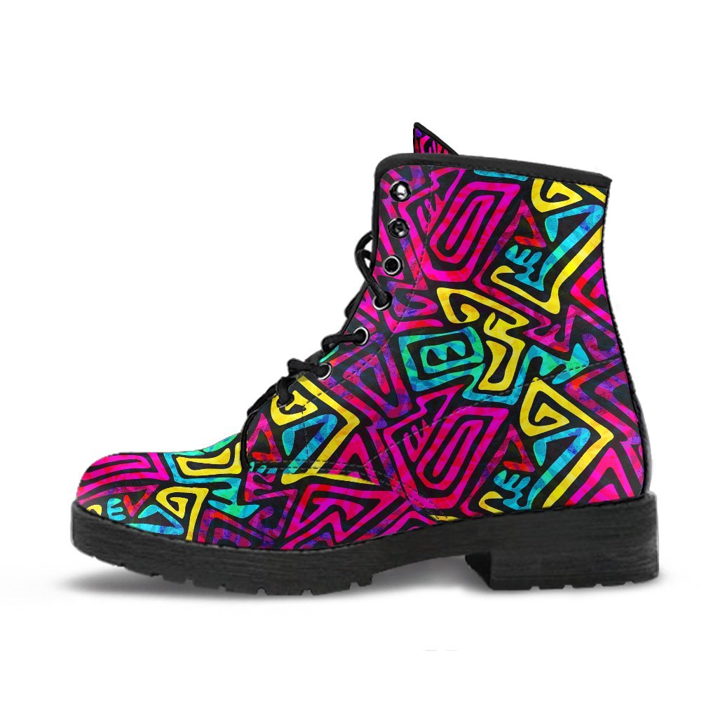 Funky Pattern Print Men Women Leather Boots-grizzshop