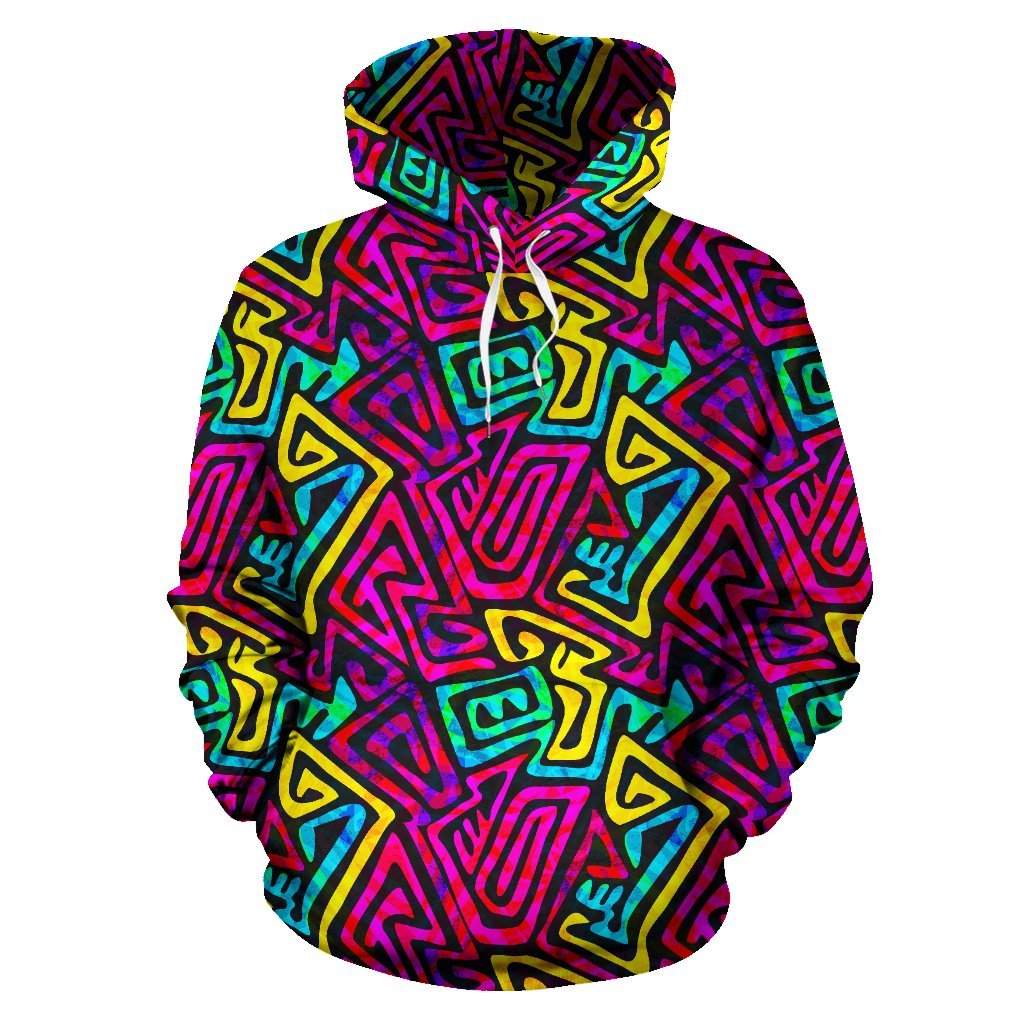 Funky Pattern Print Men Women Pullover Hoodie-grizzshop