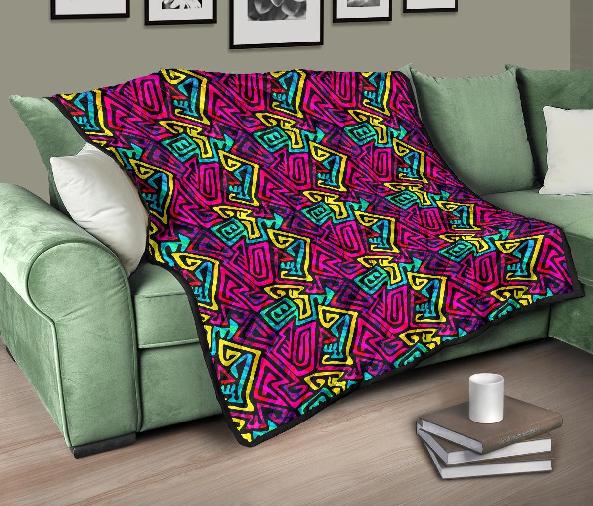 Funky Pattern Print Quilt-grizzshop