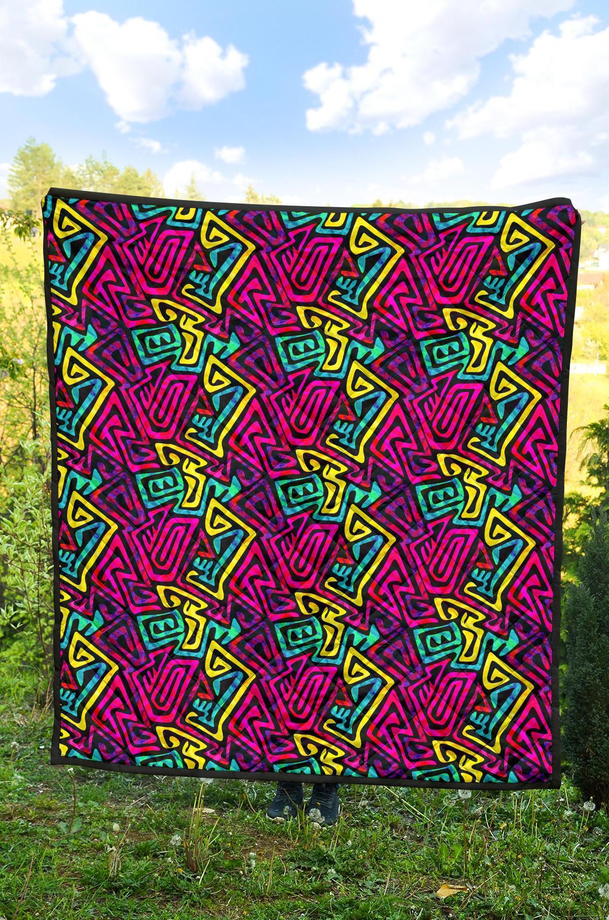 Funky Pattern Print Quilt-grizzshop