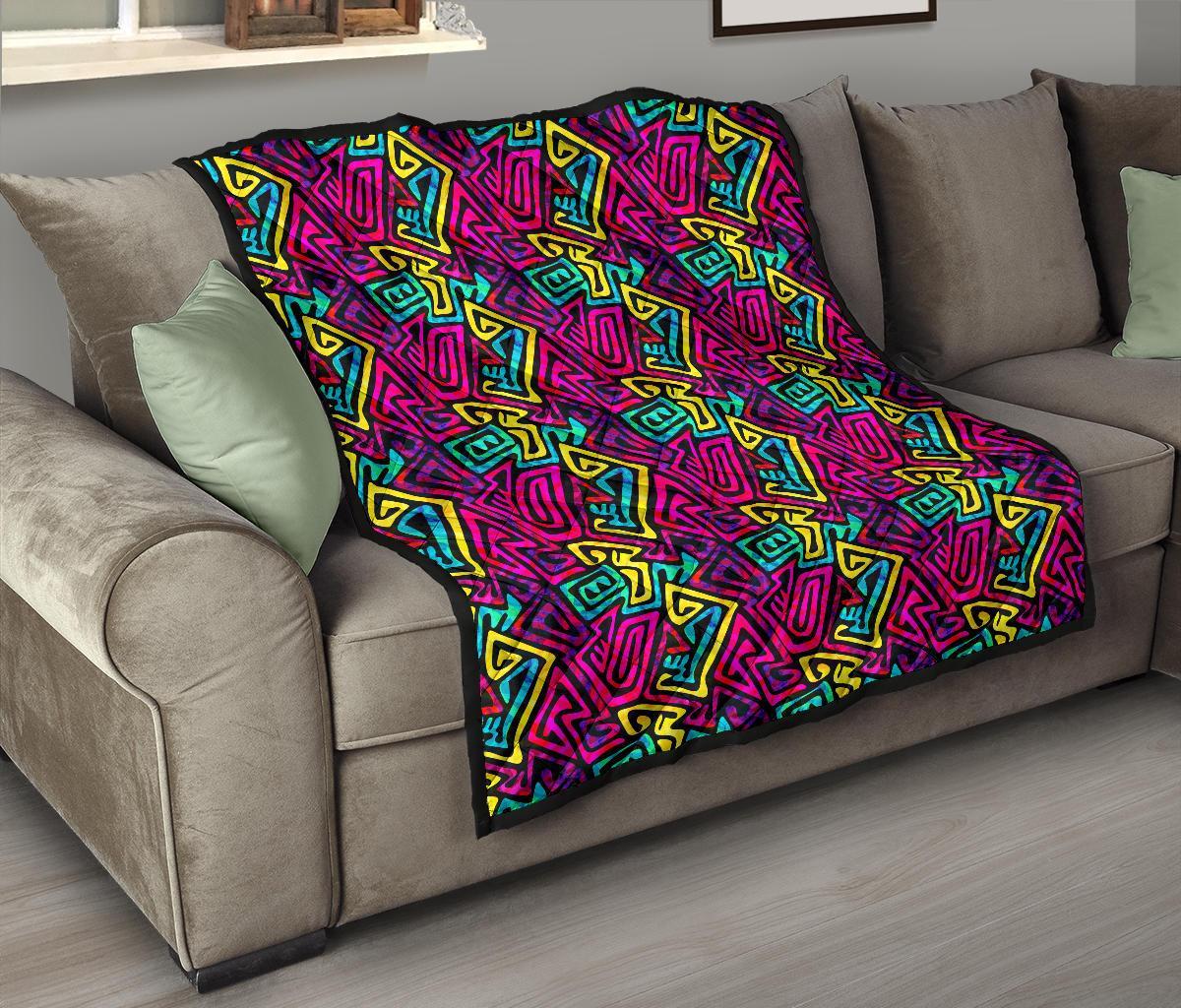 Funky Pattern Print Quilt-grizzshop