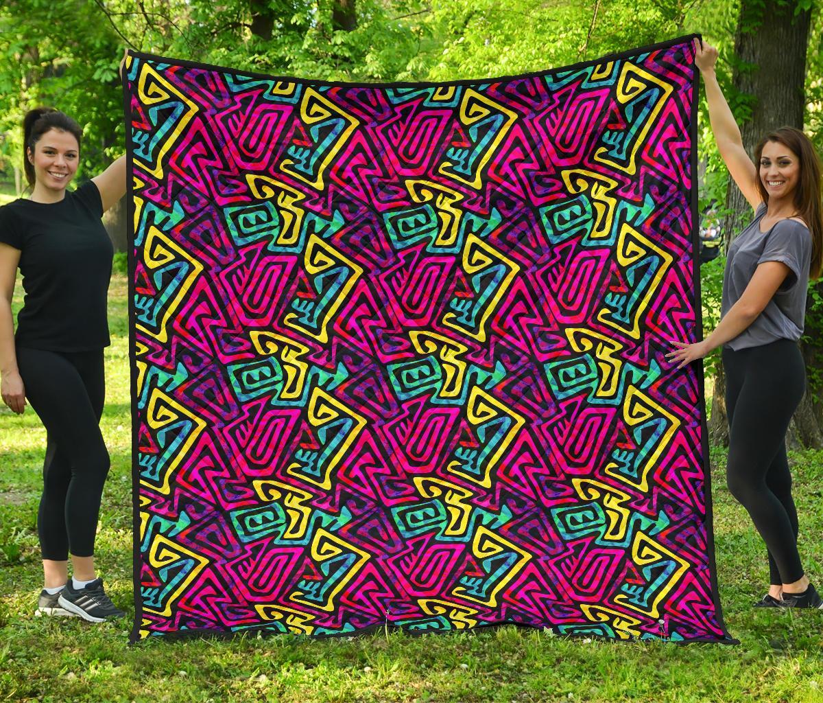 Funky Pattern Print Quilt-grizzshop