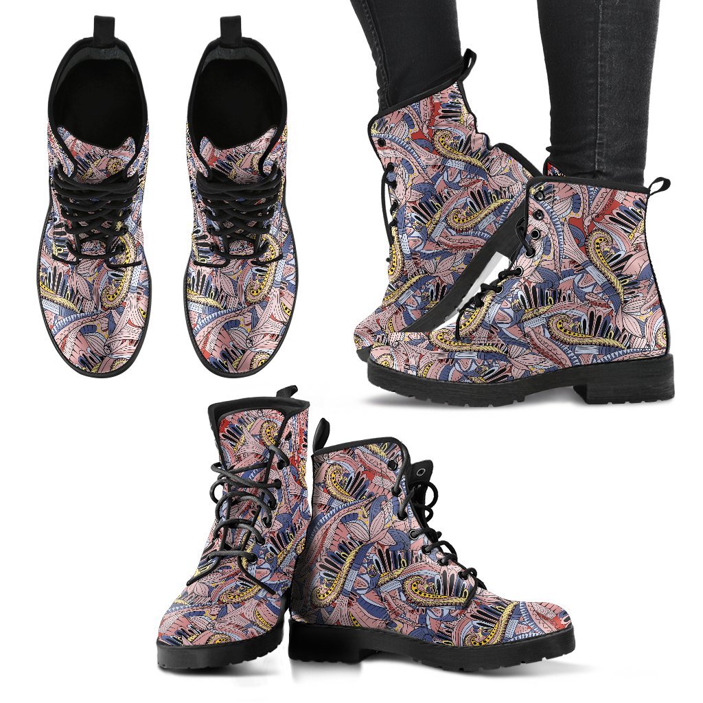 Funky Patterns in Pinks - Leather Boots for Women-grizzshop