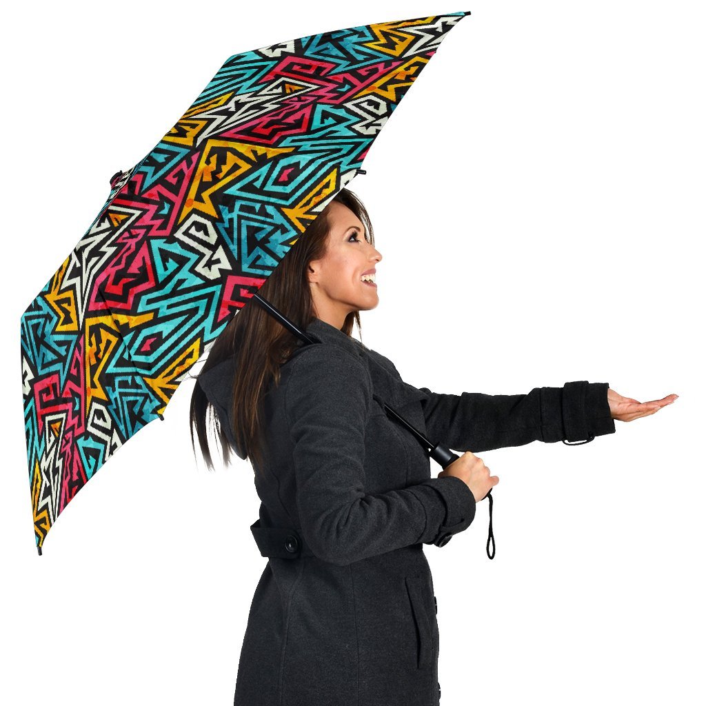 Funky Print Pattern Automatic Foldable Umbrella-grizzshop