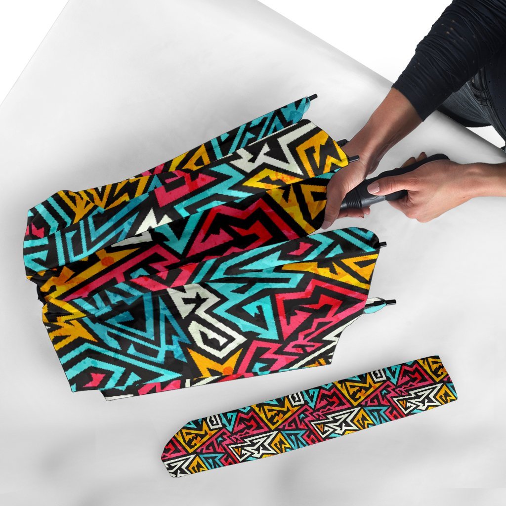 Funky Print Pattern Automatic Foldable Umbrella-grizzshop