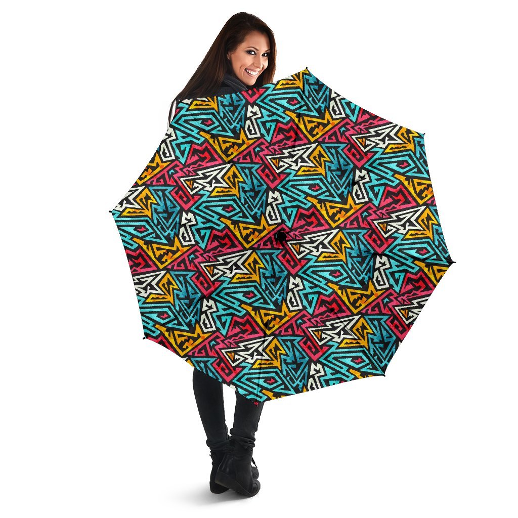 Funky Print Pattern Automatic Foldable Umbrella-grizzshop