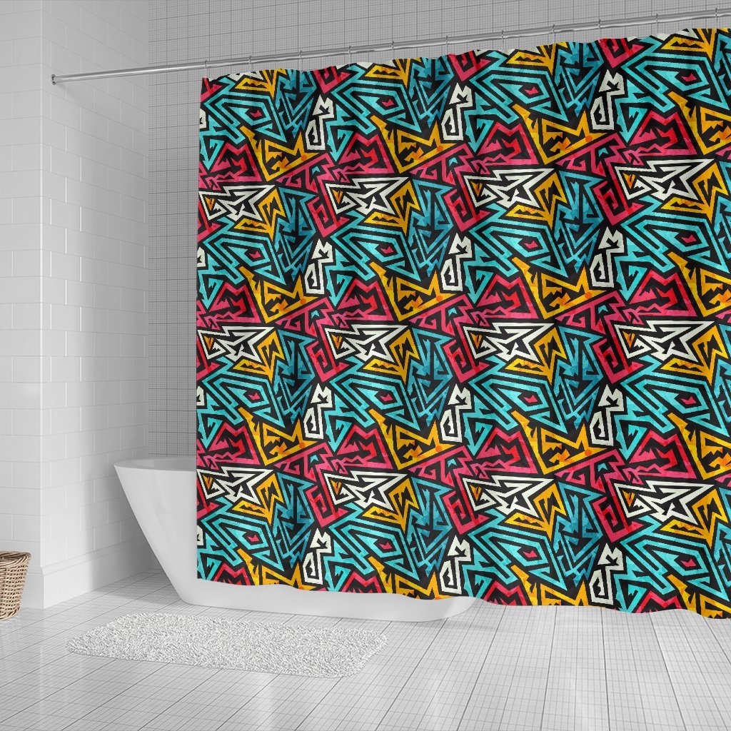 Funky Print Pattern Bathroom Shower Curtain-grizzshop