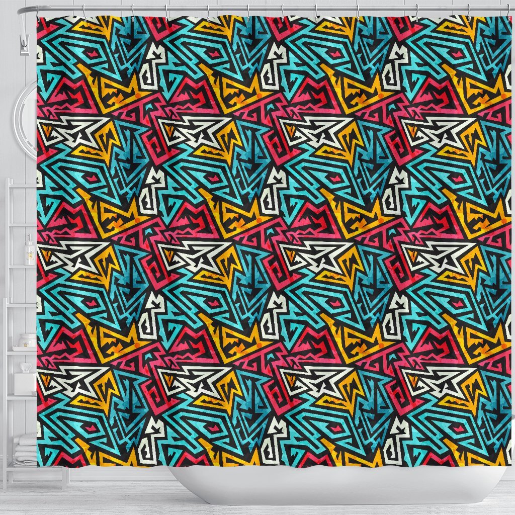 Funky Print Pattern Bathroom Shower Curtain-grizzshop