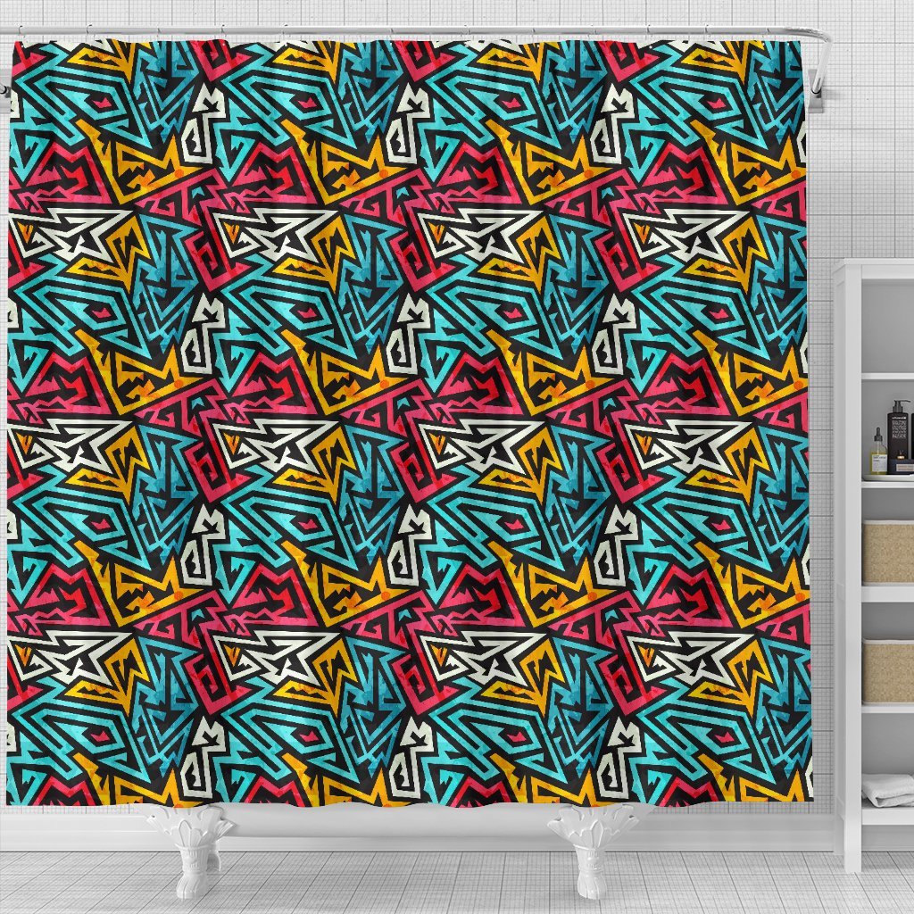 Funky Print Pattern Bathroom Shower Curtain-grizzshop