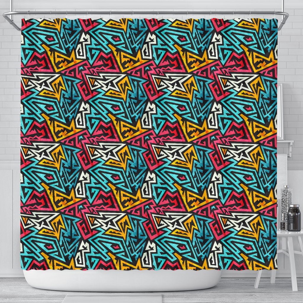 Funky Print Pattern Bathroom Shower Curtain-grizzshop