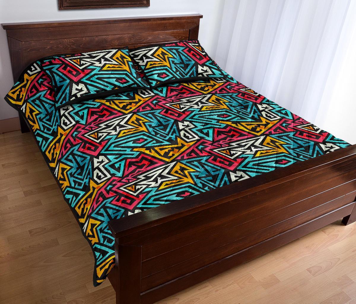 Funky Print Pattern Bed Set Quilt-grizzshop