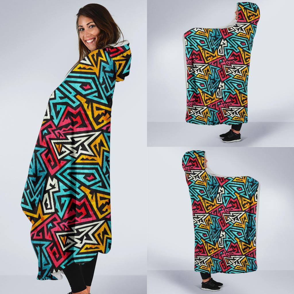 Funky Print Pattern Hooded Blanket-grizzshop