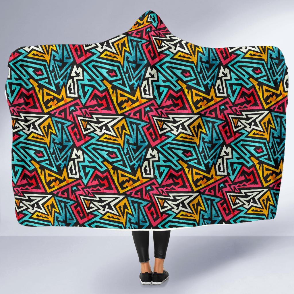 Funky Print Pattern Hooded Blanket-grizzshop