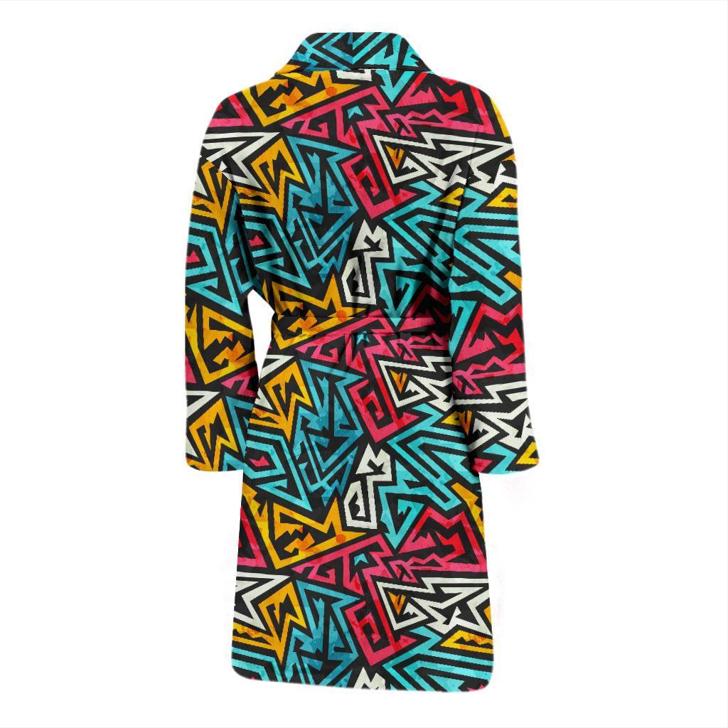 Funky Print Pattern Men Long Robe-grizzshop