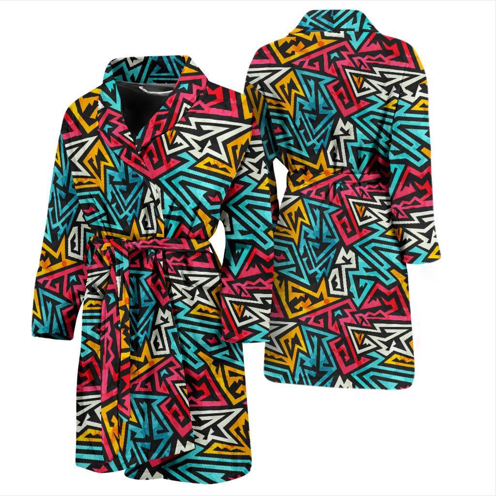 Funky Print Pattern Men Long Robe-grizzshop