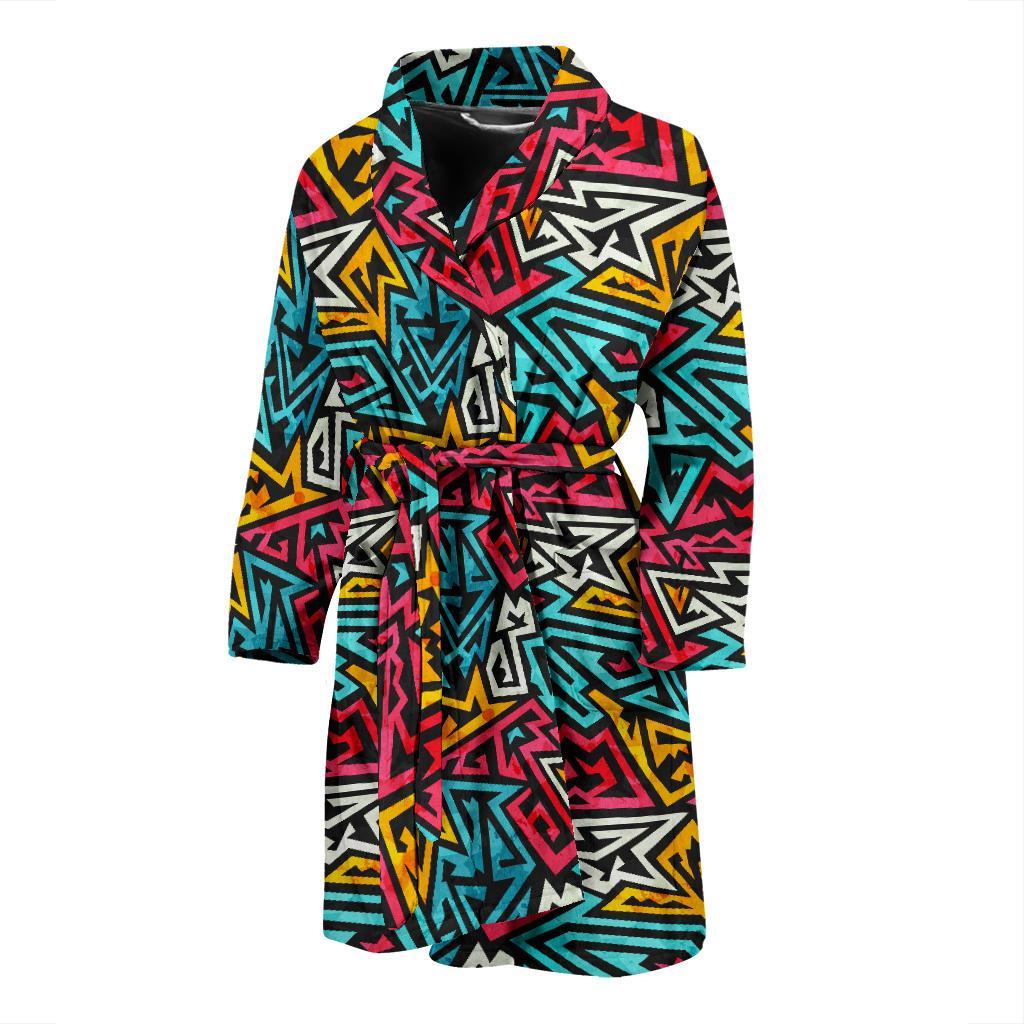 Funky Print Pattern Men Long Robe-grizzshop