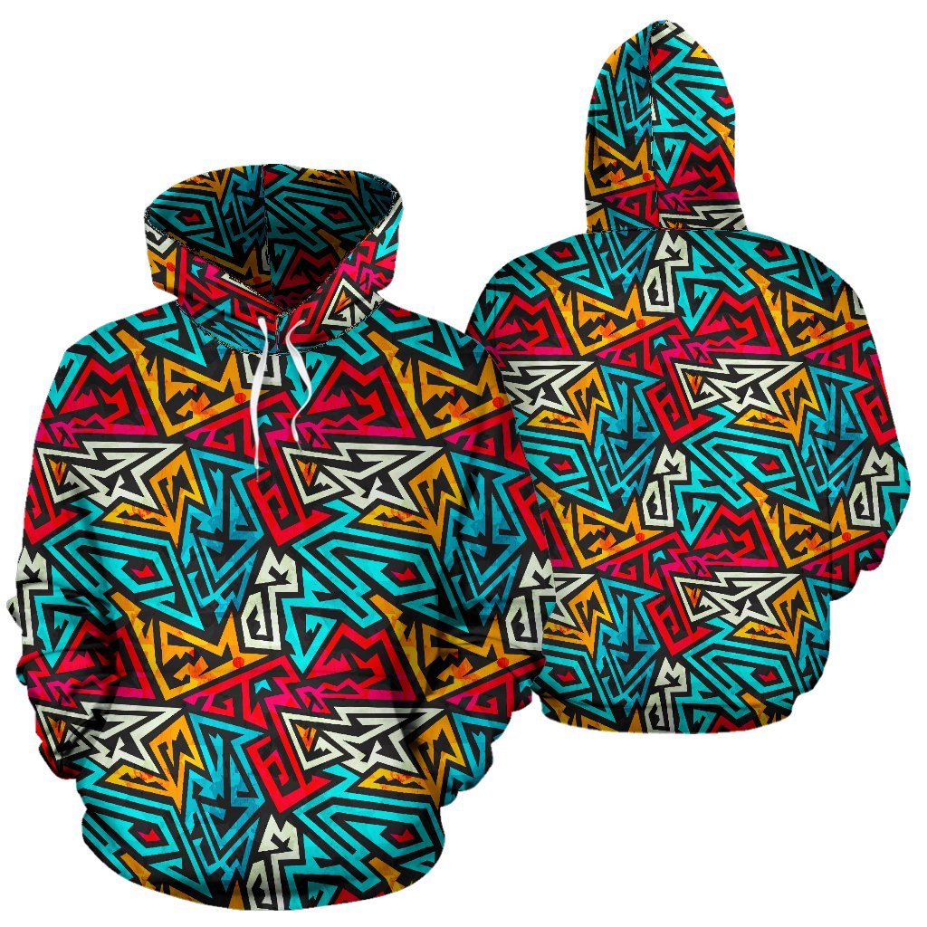 Funky Print Pattern Men Women Pullover Hoodie-grizzshop