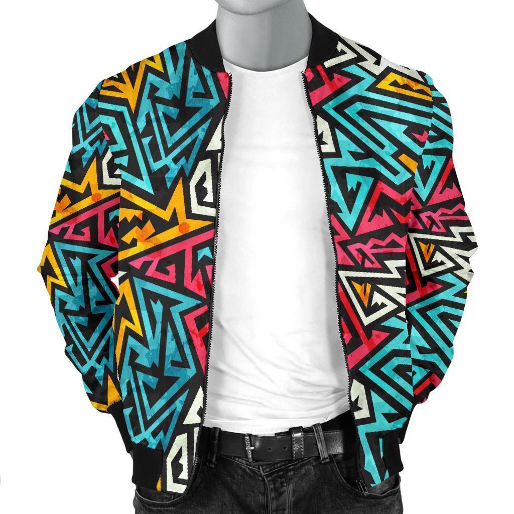 Funky Print Pattern Men's Bomber Jacket-grizzshop
