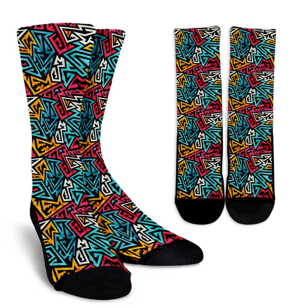 Funky Print Pattern Unisex Crew Socks-grizzshop