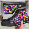 Funky Psychedelic Print Pattern Black High Top Shoes-grizzshop