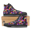 Funky Psychedelic Print Pattern Black High Top Shoes-grizzshop