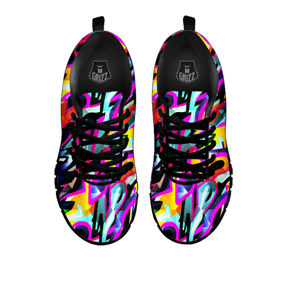 Funky Psychedelic Print Pattern Black Sneaker-grizzshop