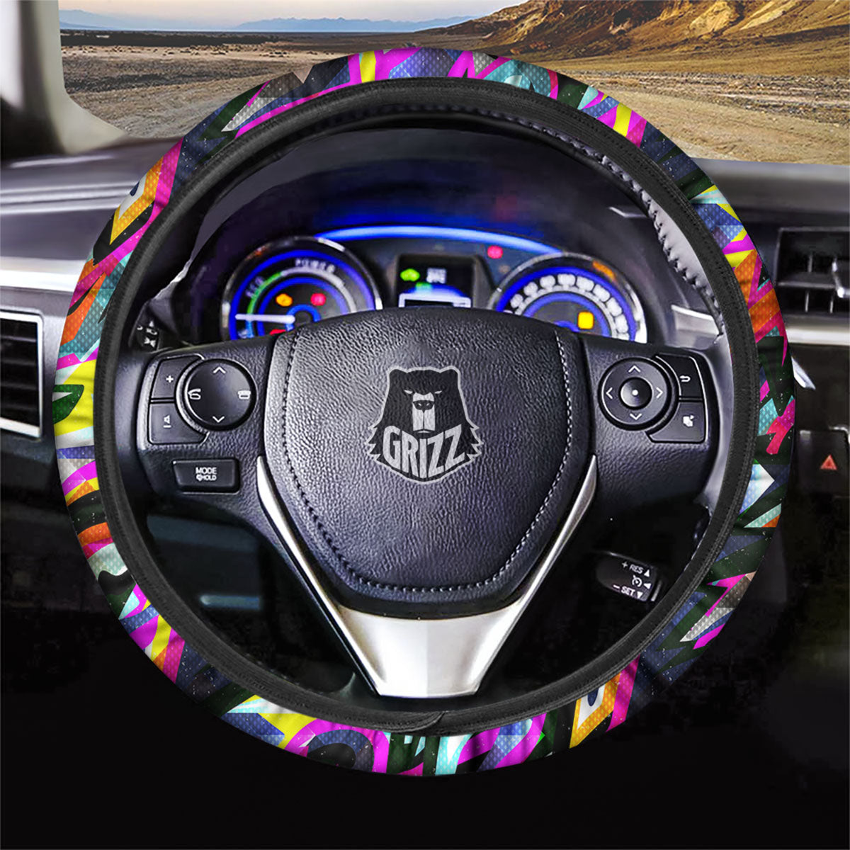 Funky Psychedelic Print Pattern Car Steering Wheel Cover-grizzshop