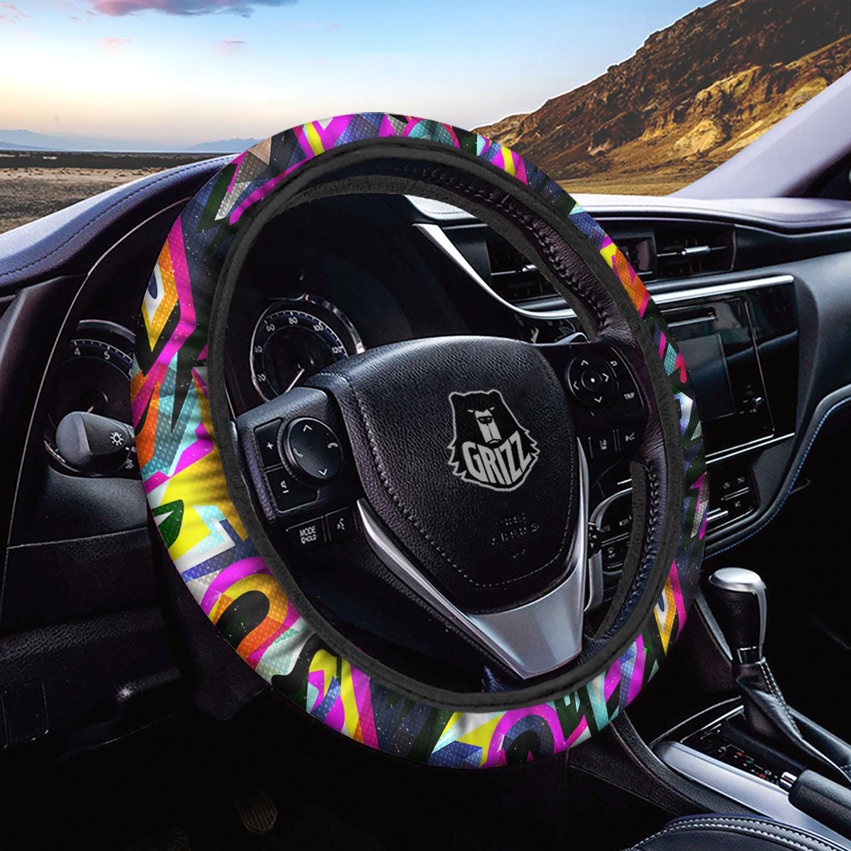 Funky Psychedelic Print Pattern Car Steering Wheel Cover-grizzshop