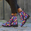 Funky Psychedelic Print Pattern Leather Boots-grizzshop